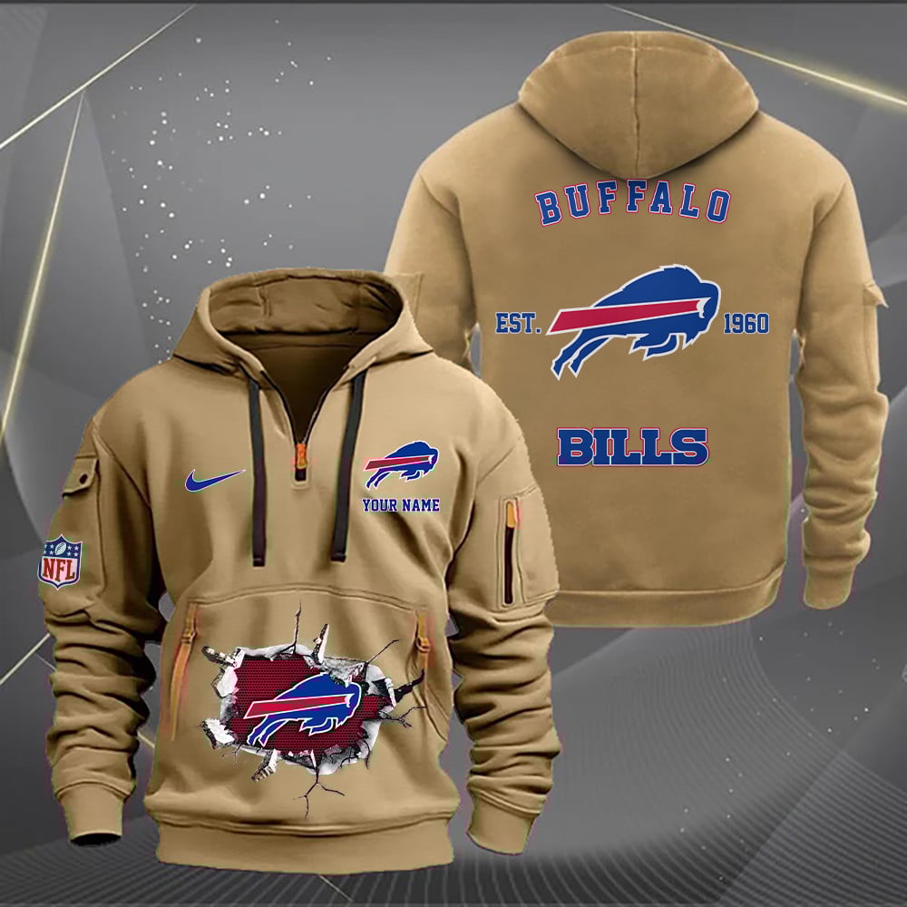 Buffalo Bills New Personalized Quarter Zip Hoodie AZBTQZH000141