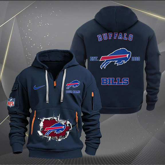 Buffalo Bills New Personalized Quarter Zip Hoodie AZBTQZH000141