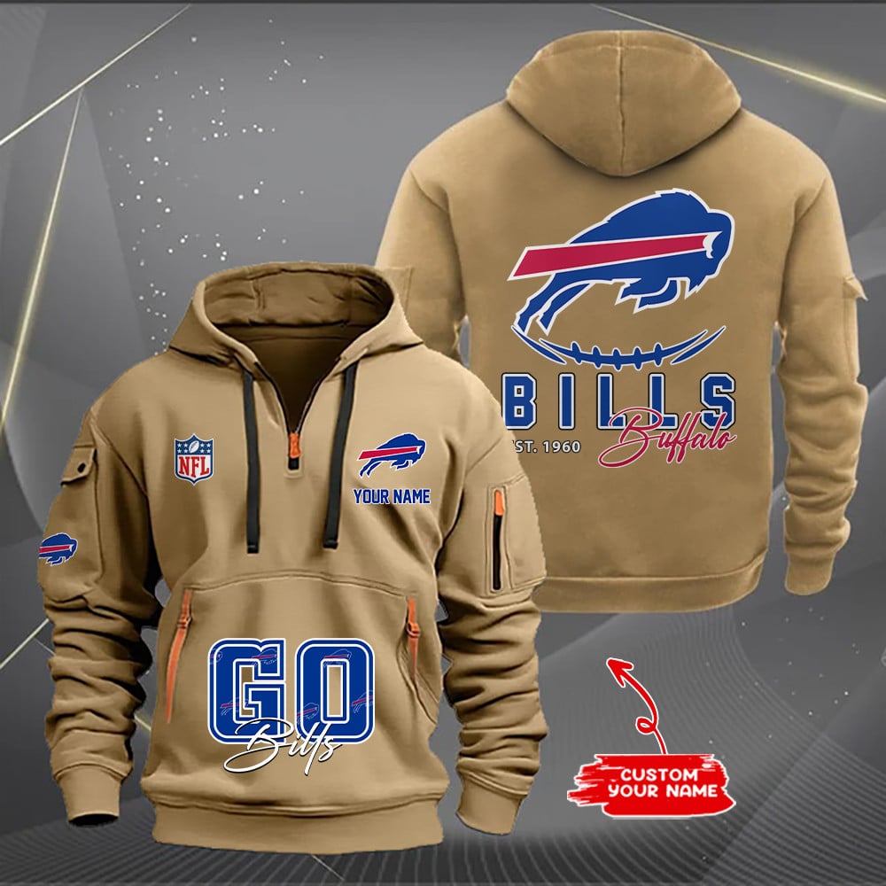 Buffalo Bills New Personalized Quarter Zip Hoodie AZBTQZH000153