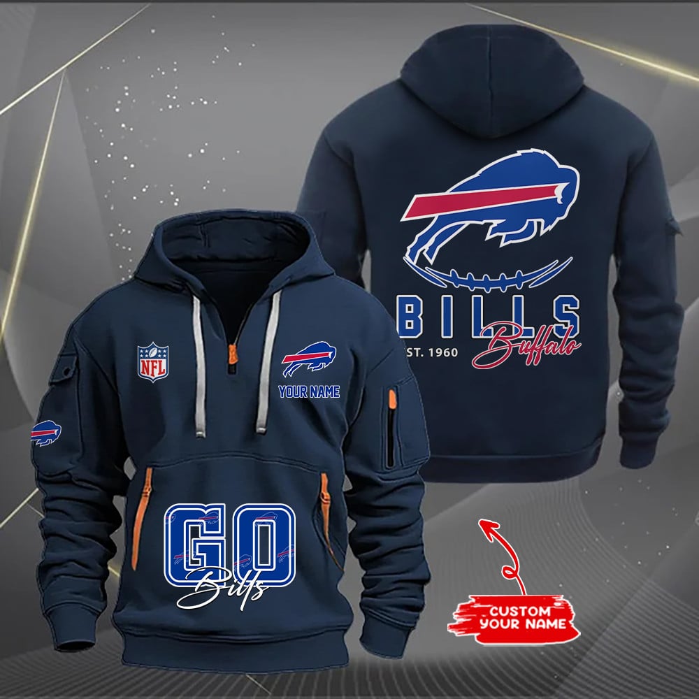 Buffalo Bills New Personalized Quarter Zip Hoodie AZBTQZH000153