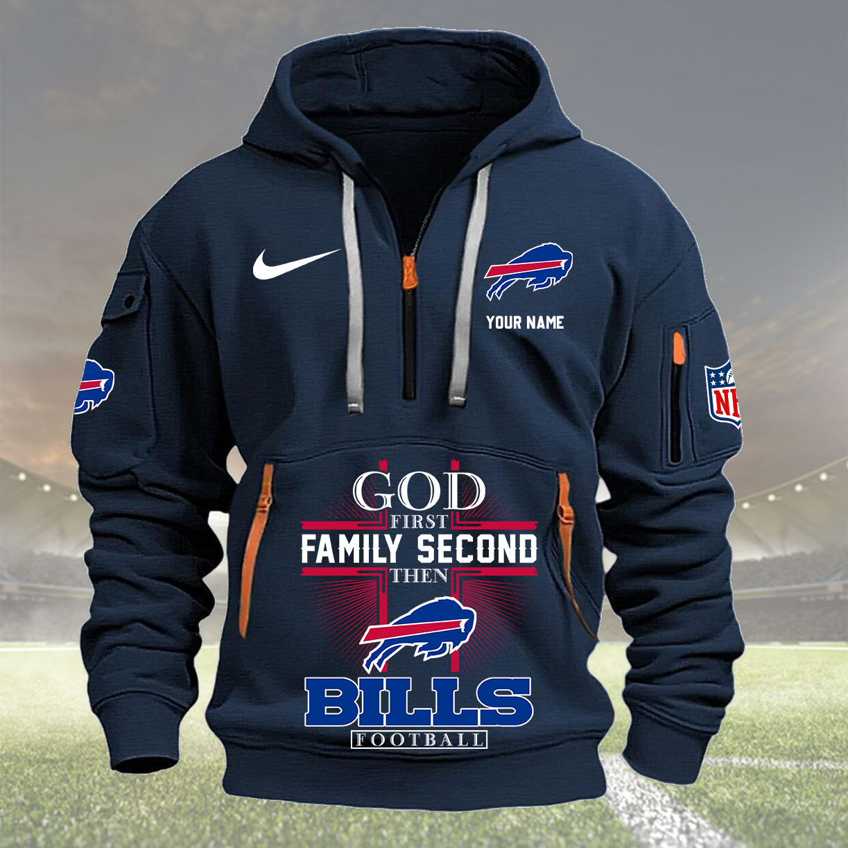 Buffalo Bills Personalized Quarter Zip Hoodie New Collection AZBTQZH000244