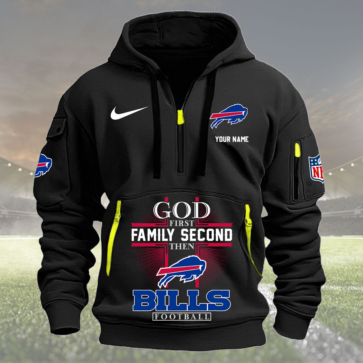 Buffalo Bills Personalized Quarter Zip Hoodie New Collection AZBTQZH000244