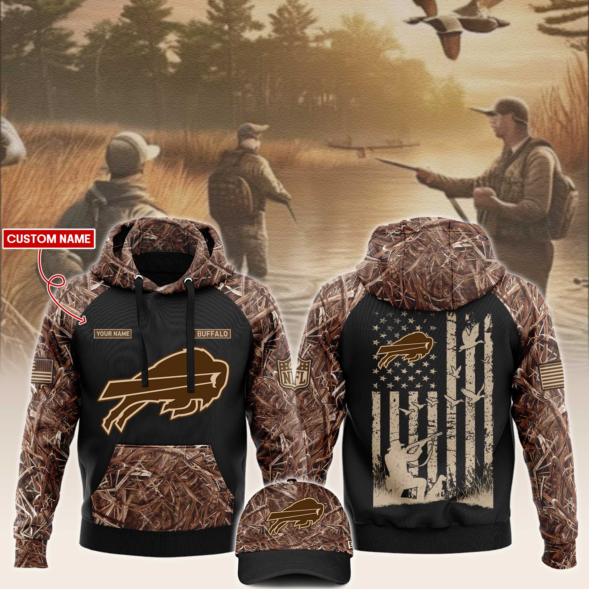 Buffalo Bills  x Hunting   Hoodie  V2