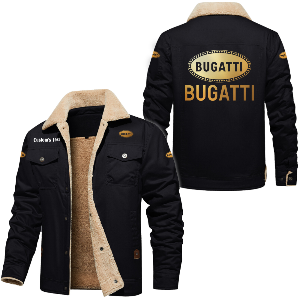 Bugatti Golden Logo Cargo Fleece Lined Cotton Jacket Multicolor, vintage style, customize name