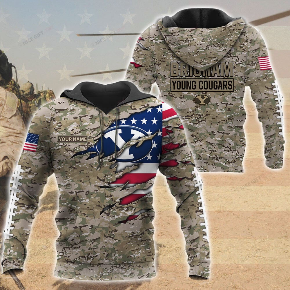 BYU Cougars Custom Name Camouflage Hoodie