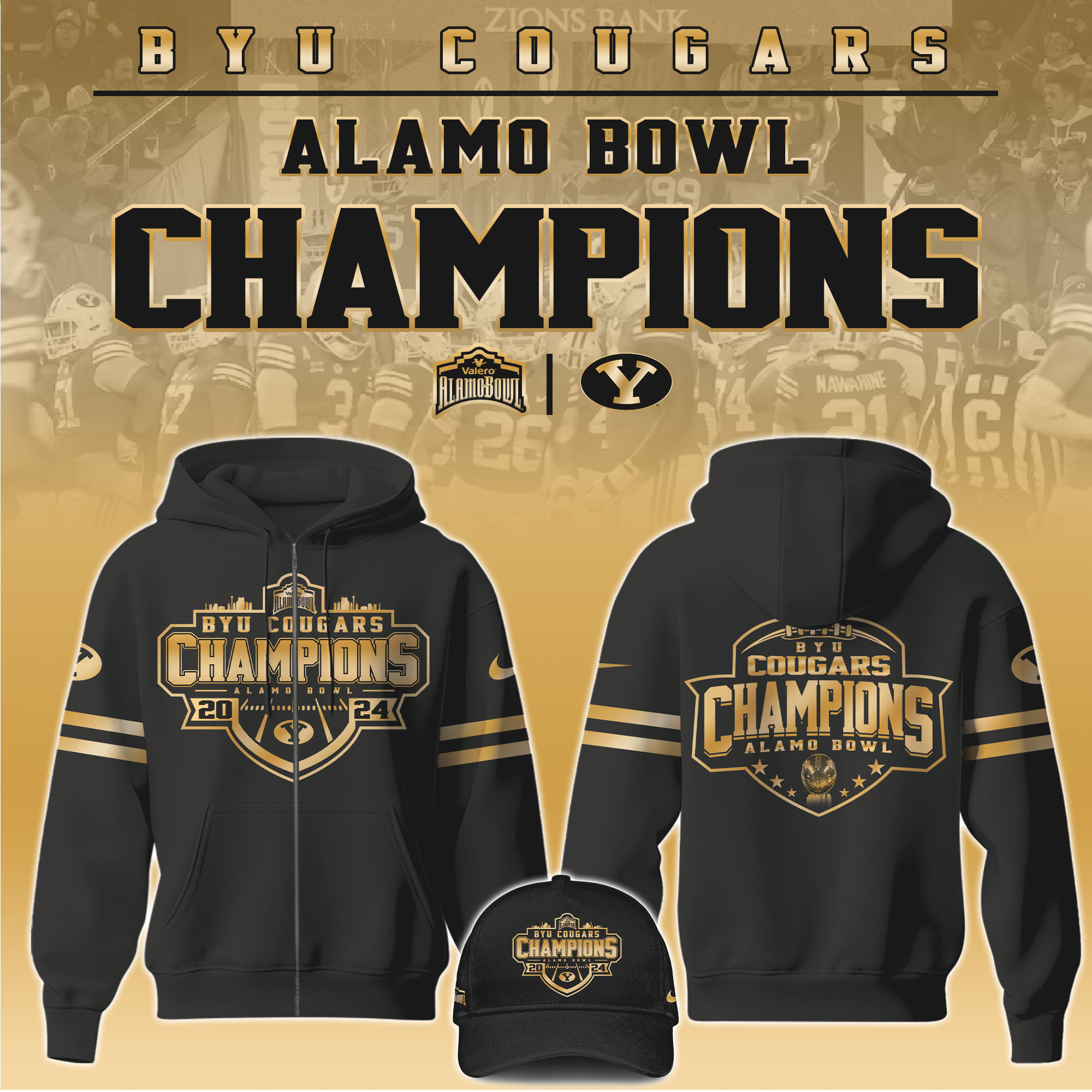 BYU Cougars Football Alamo Bowl Champions Zip Hoodies