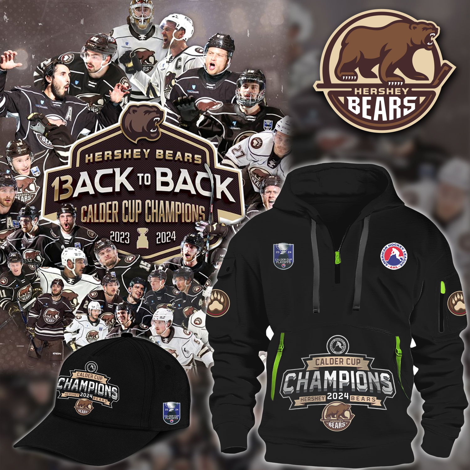 Calder Cup Hershey Bears Back to Back Champions 2024-New Hoodie