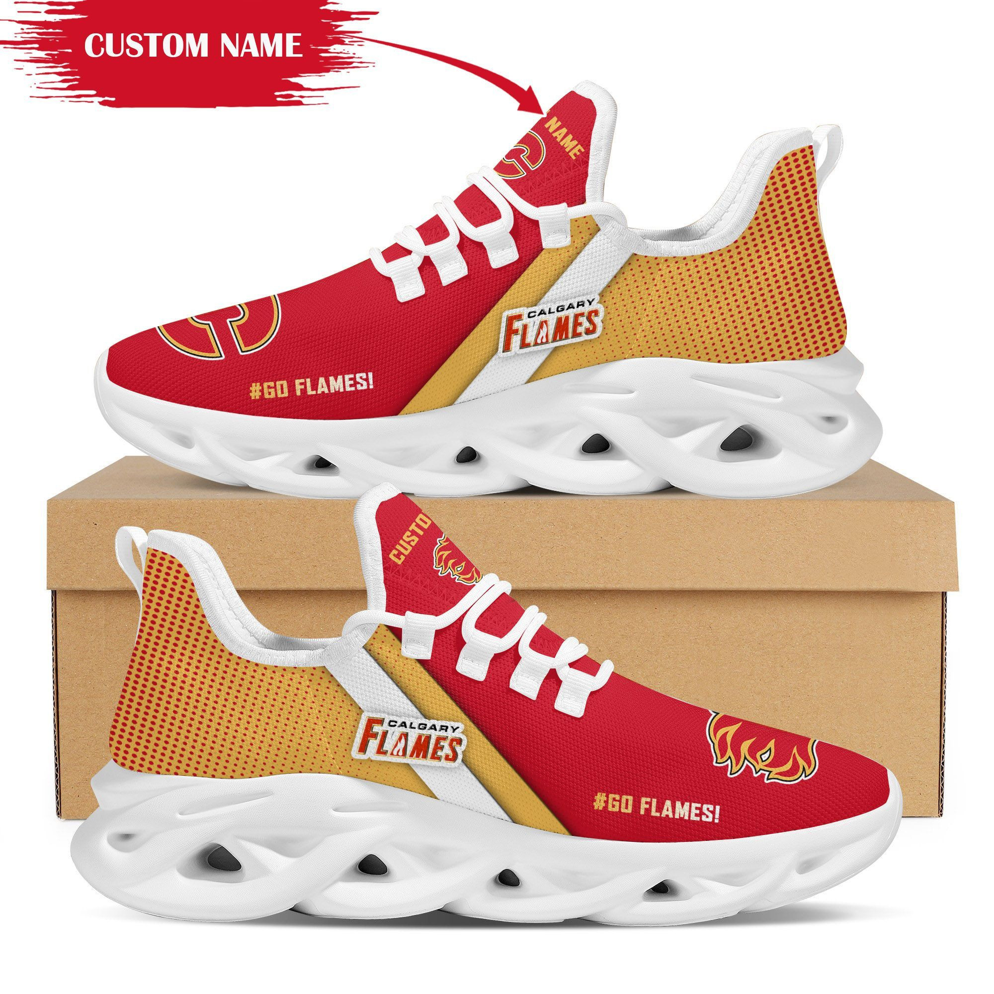 Calgary Flames Custom Personalized Max Soul Sneakers Shoes
