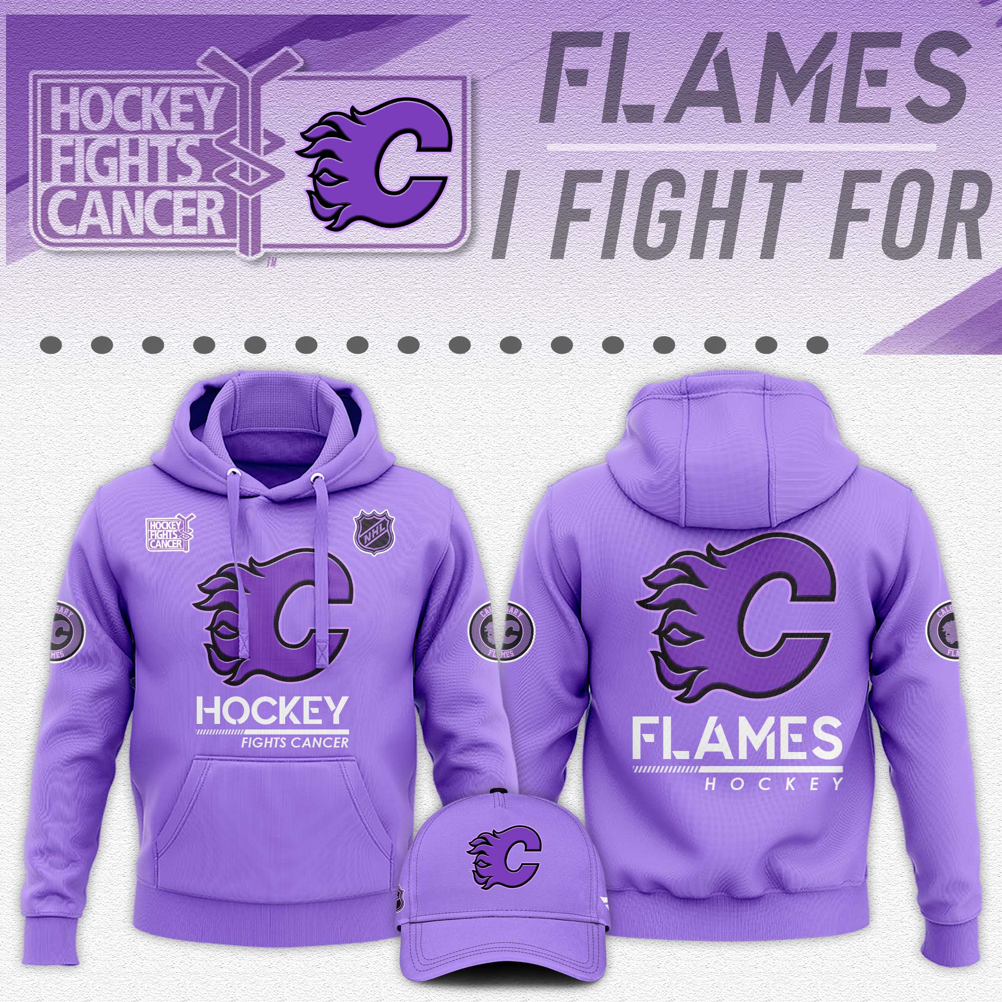 Calgary Flames Hockey Fights Cancer Unisex Hoodie