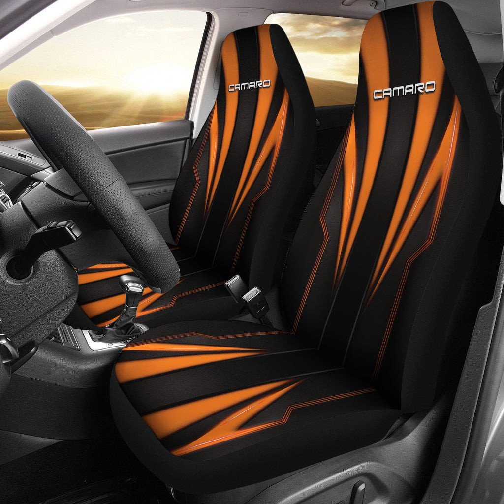Camaro Orange Logo Car Seat Covers Metal Abstract Ph220913-034