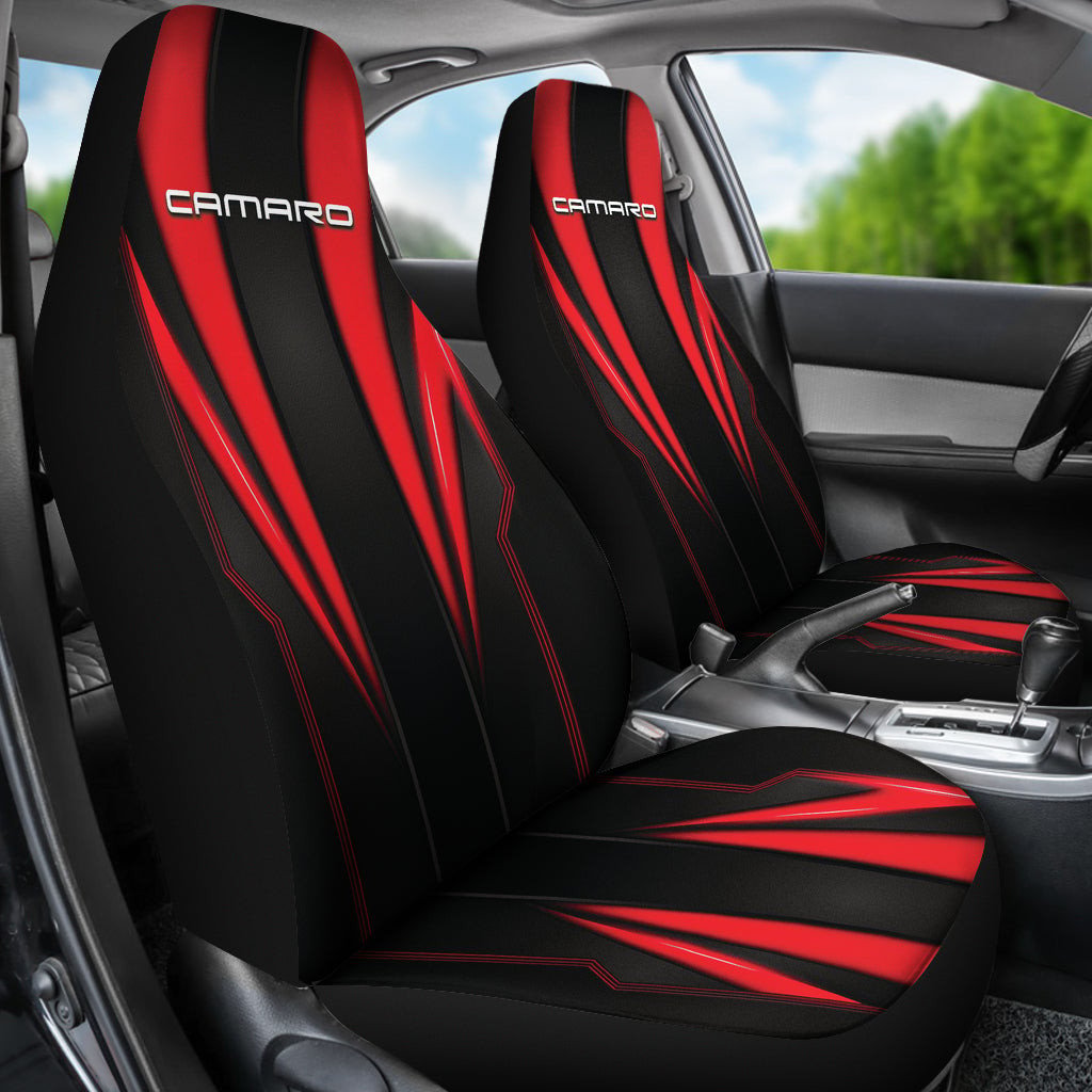 Camaro Red Logo Car Seat Covers Metal Abstract Ph220913-03