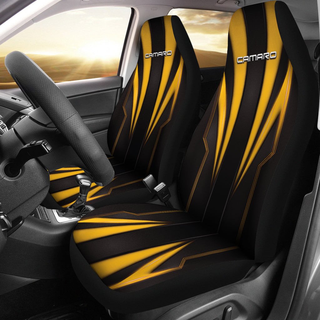Camaro Yellow Logo Car Seat Covers Metal Abstract Ph220913-032