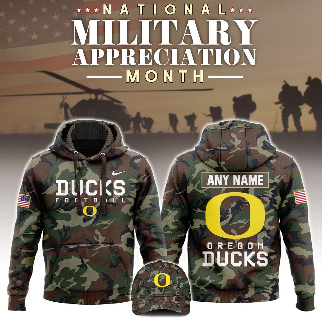 Camo Oregon Ducks 2024 Military Appreciation Club Fleece Pullover Hoodie