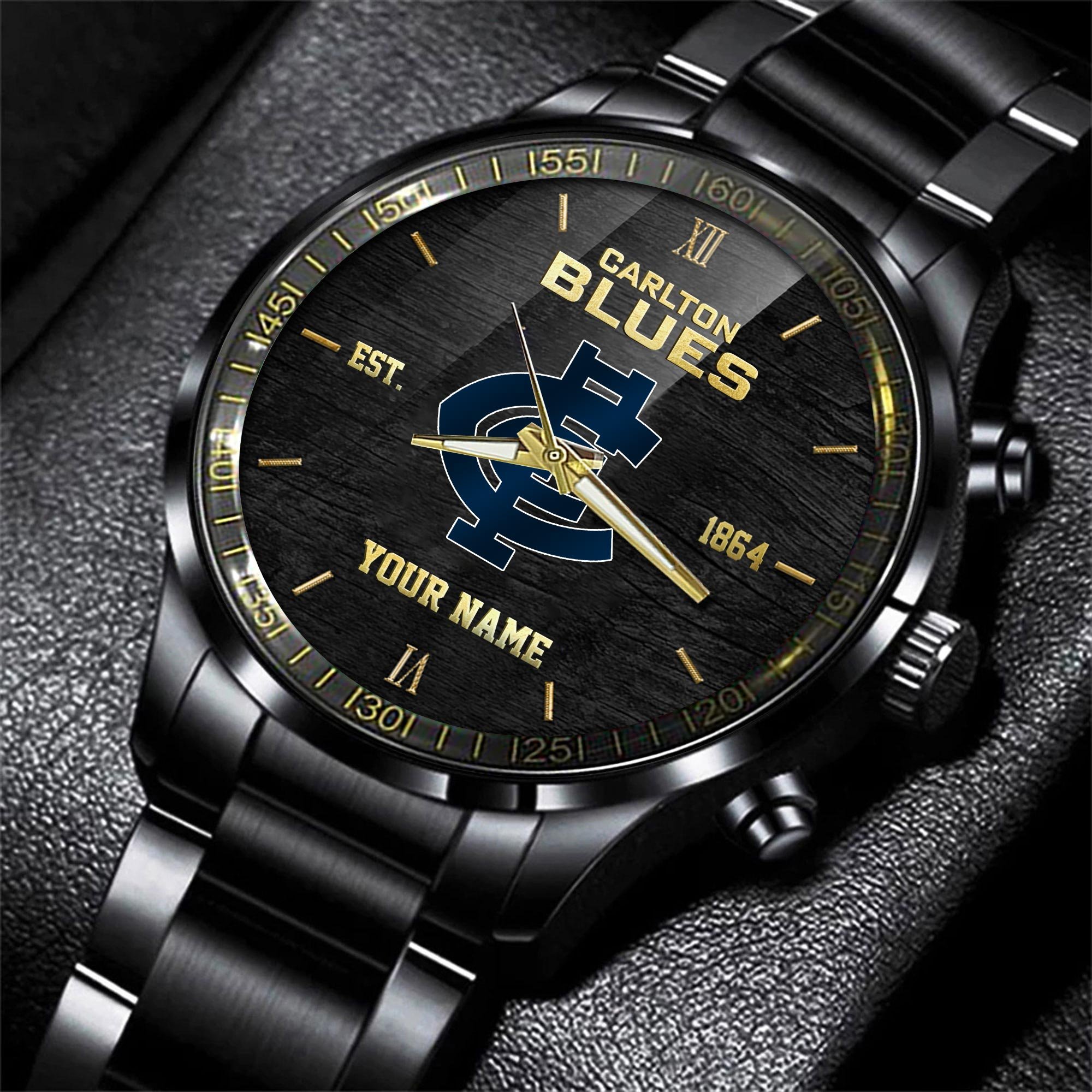 Carlton Blues Black Fashion Watch Custom Your Name V1