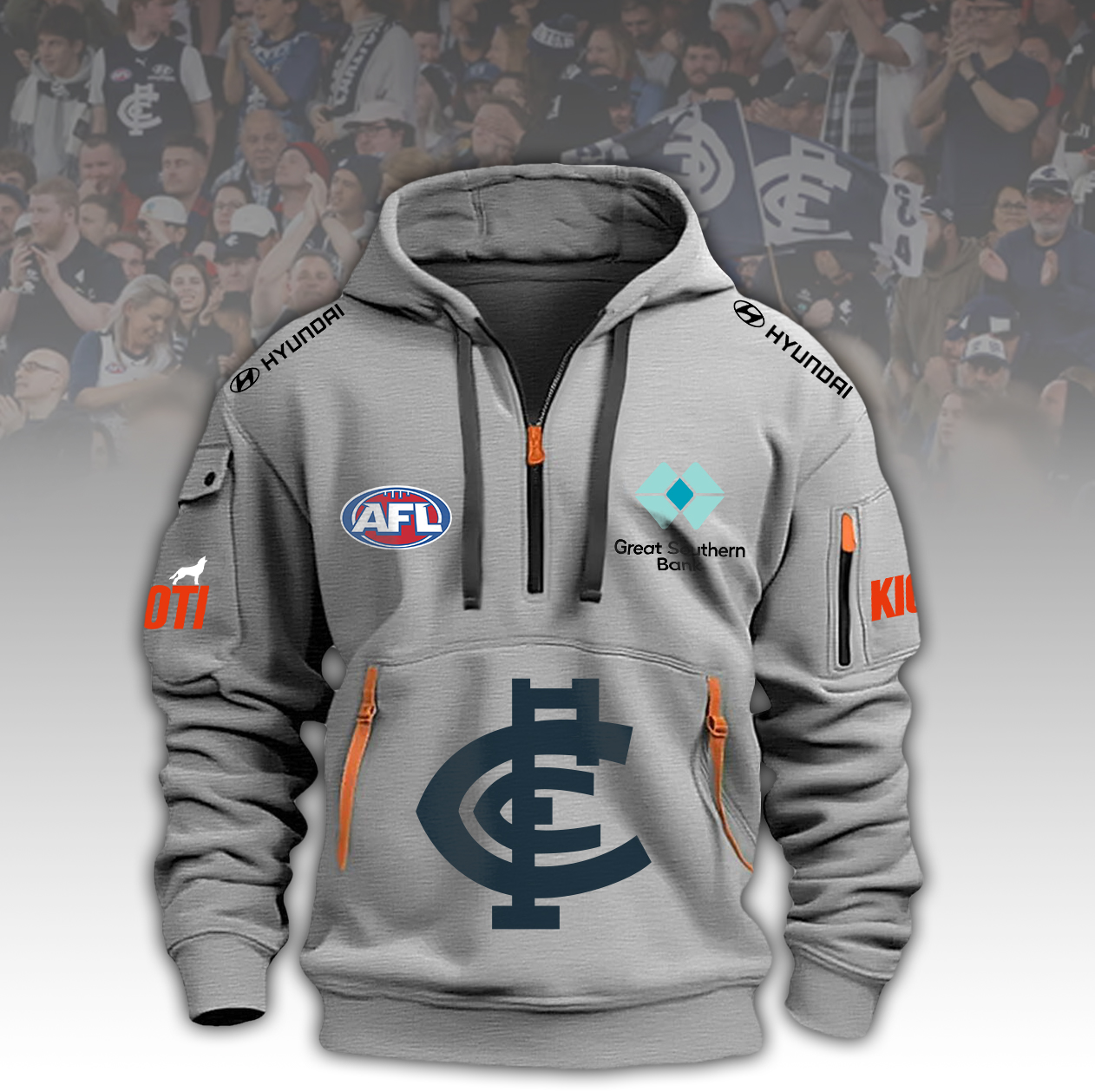 Carlton Blues New Zip Hoodie Gray