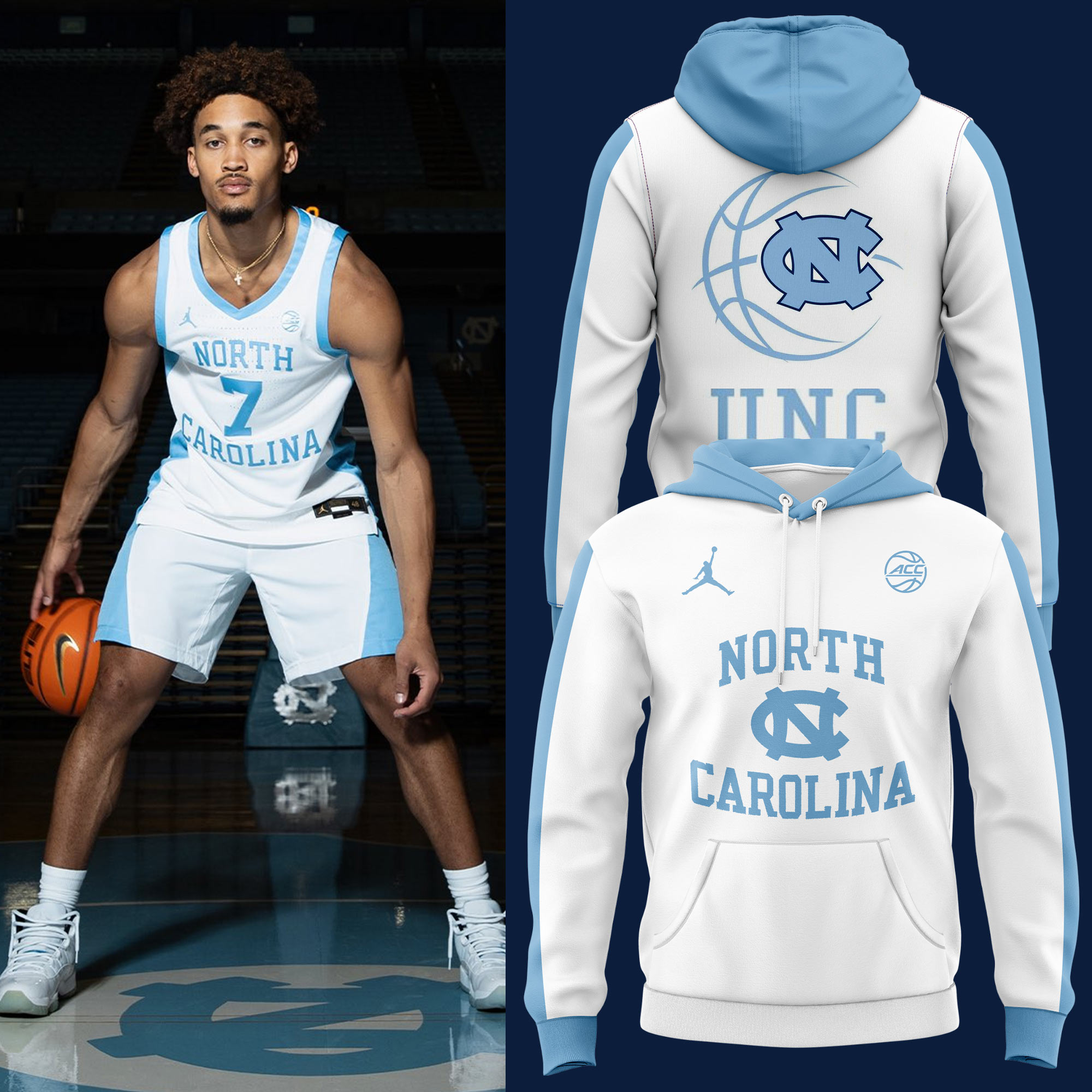 Carolina Basketball Throwbacks WhiteOut Hoodie 2024