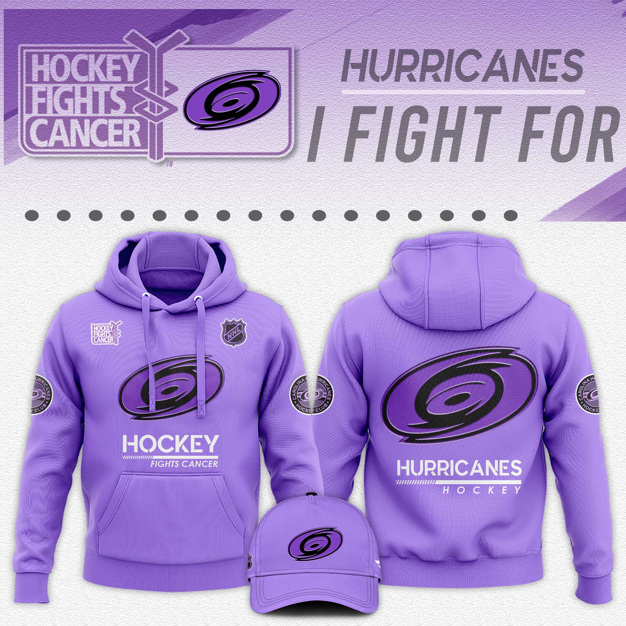 Carolina Hurricanes Hockey Fights Cancer Unisex Hoodie