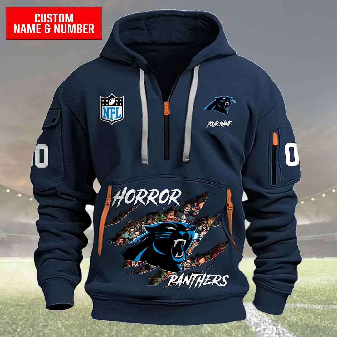 Carolina Panthers Halloween Horror Collection Personalize Quarter Zip Hoodie AZCAQZH000003