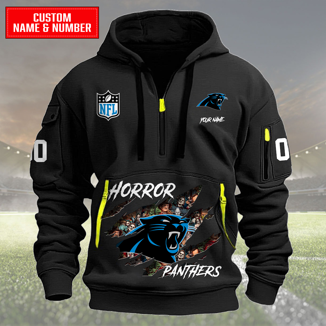 Carolina Panthers Halloween Horror Collection Personalize Quarter Zip Hoodie AZCAQZH000003