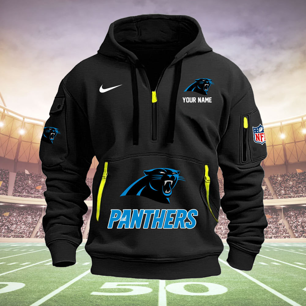Carolina Panthers New Personalized Quarter Zip Hoodie AZBTQZH000030