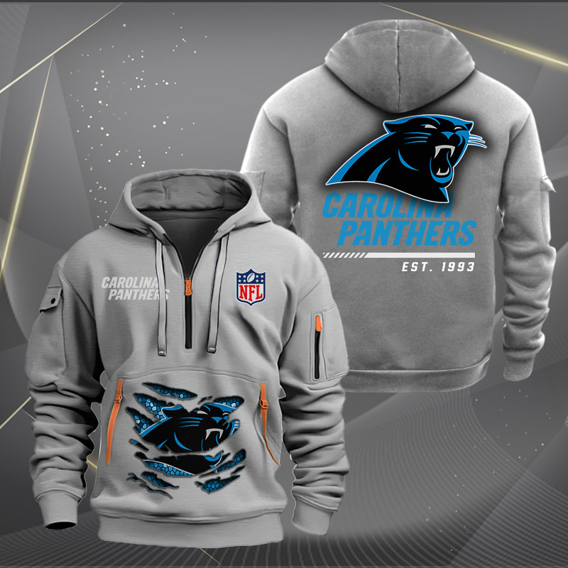 Carolina Panthers New Personalized Quarter Zip Hoodie AZBTQZH000099