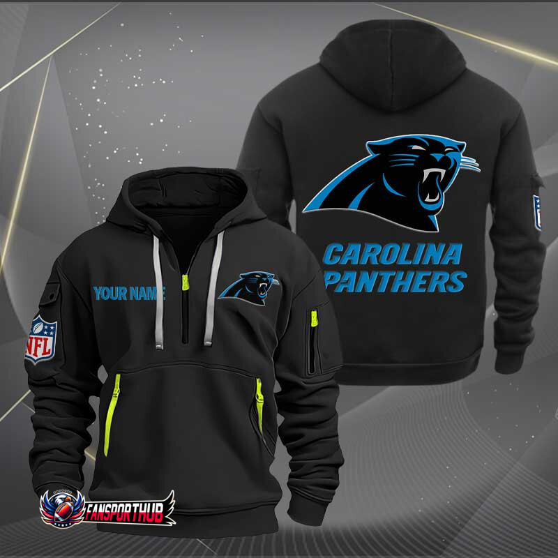 Carolina Panthers New Personalized Quarter Zip Hoodie AZBTQZH000212