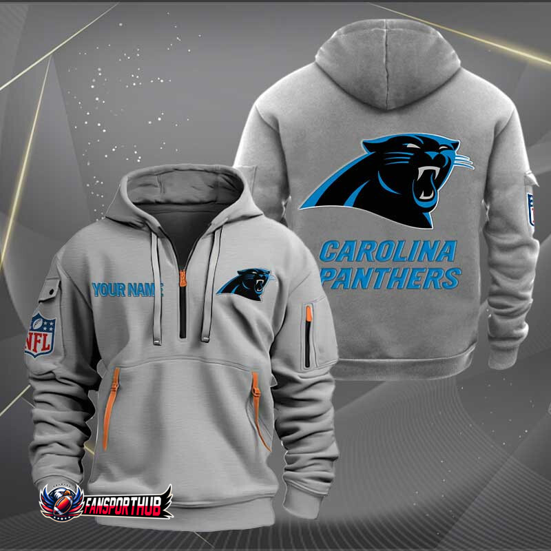 Carolina Panthers New Personalized Quarter Zip Hoodie AZBTQZH000212