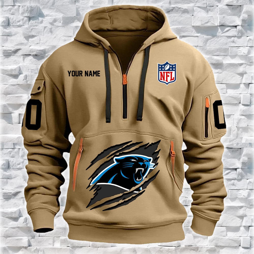 Carolina Panthers New Personalized Quarter Zip Hoodie NA001
