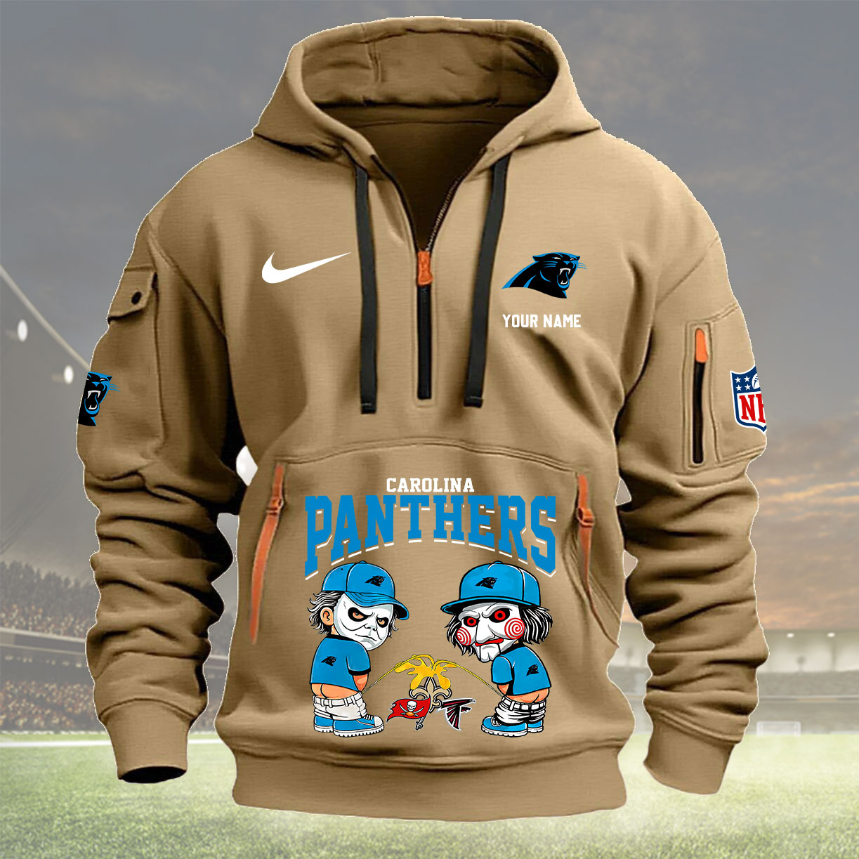 Carolina Panthers Personalized Quarter Zip Hoodie New Collection AZBTQZH000278