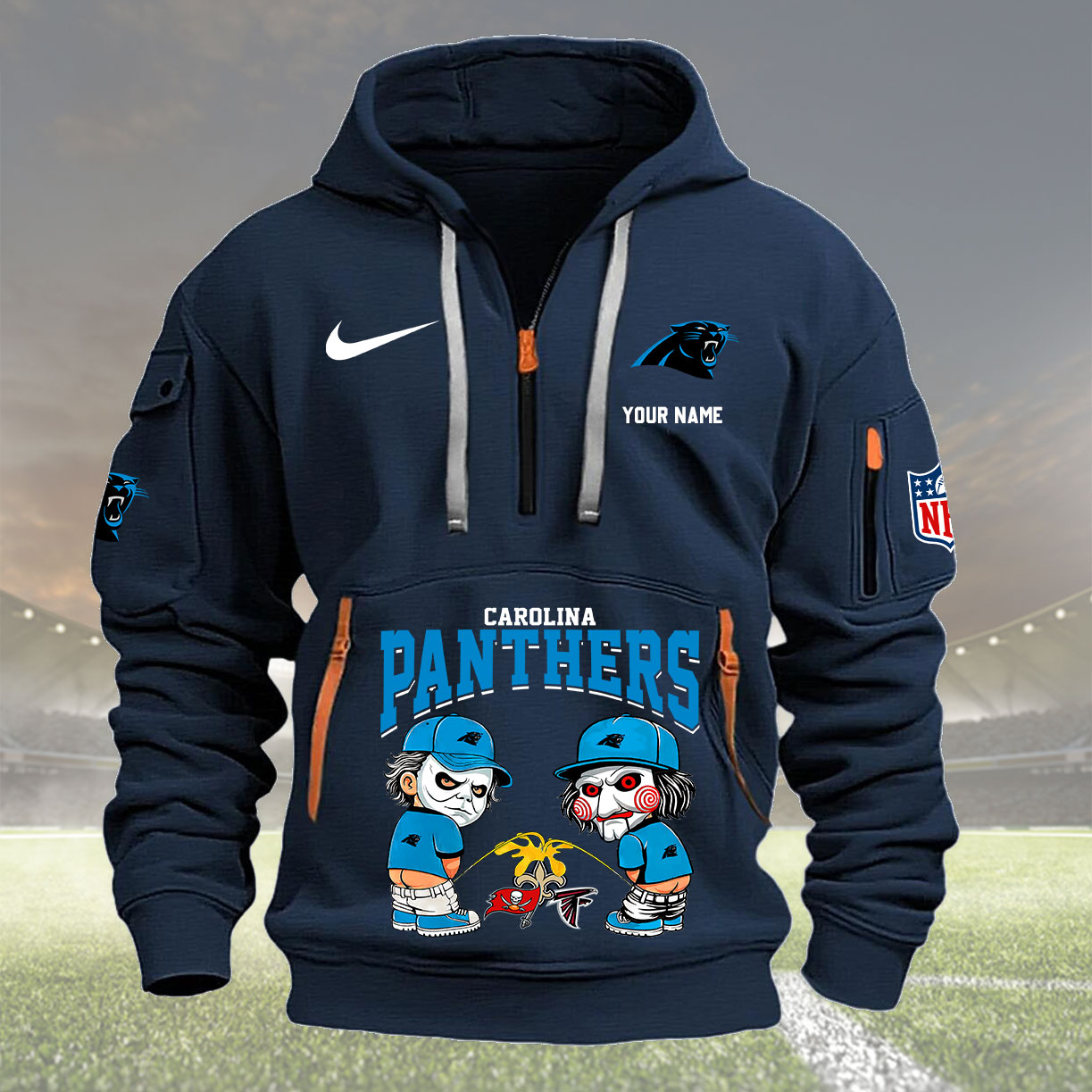 Carolina Panthers Personalized Quarter Zip Hoodie New Collection AZBTQZH000278