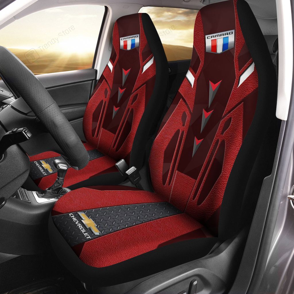Chevrolet Camaro Car Seat Cover (Set Of 2) Ver1 (Dark Red)