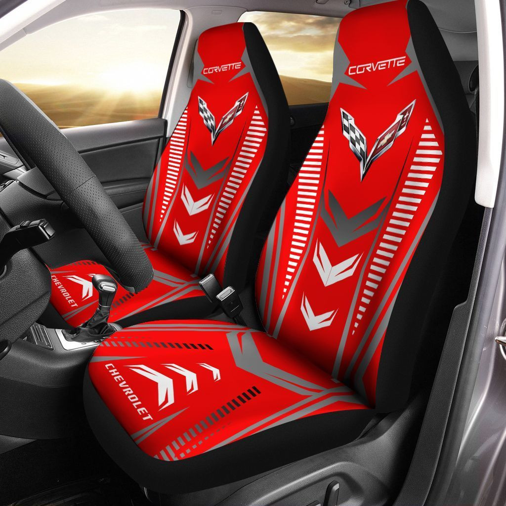 Chevrolet Corvette  Car Seat Cover (Set of 2) Ver 1 (Red)