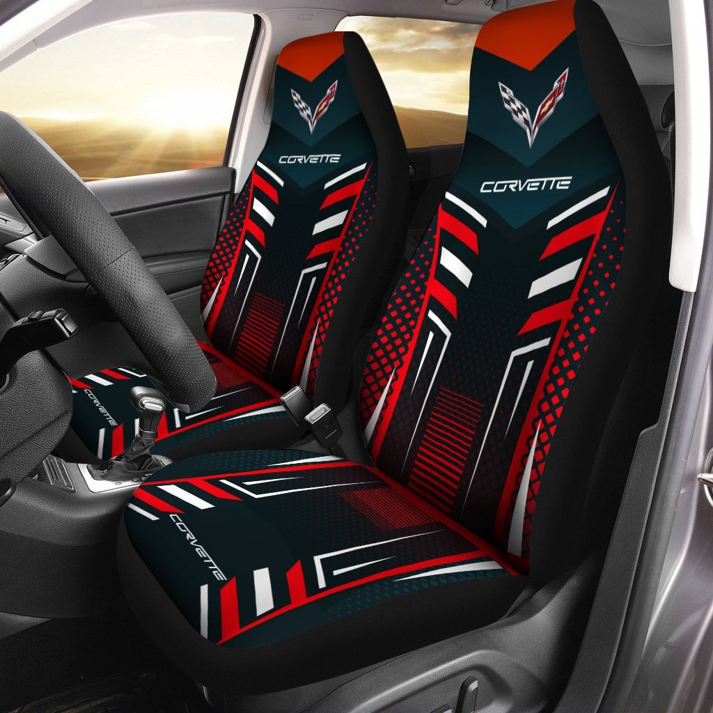 Chevrolet Corvette  Car Seat Cover (Set of 2) Ver 2 (Red)