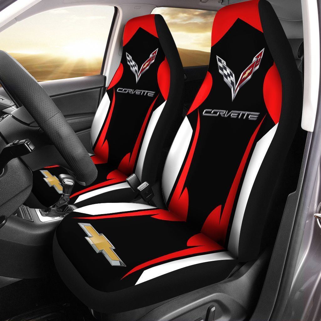 Chevrolet Corvette  Car Seat Cover (Set of 2) Ver 3 (Red)