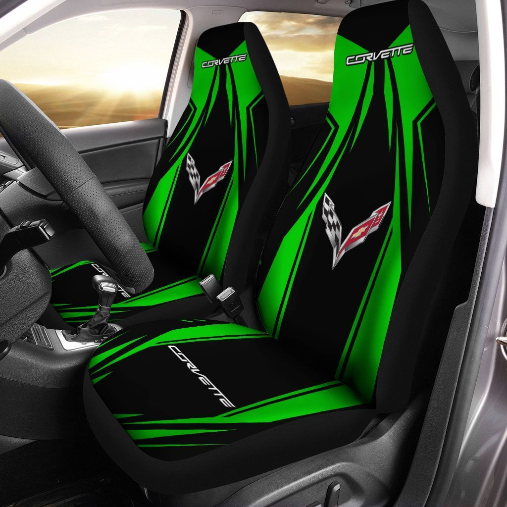 Chevrolet Corvette  Car Seat Cover (Set of 2) Ver 5 (Green)