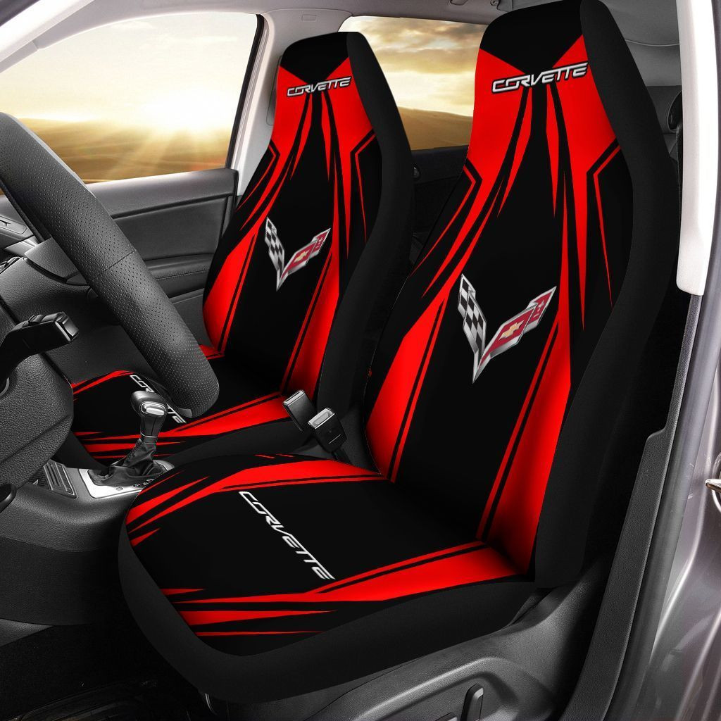Chevrolet Corvette  Car Seat Cover (Set of 2) Ver 5 (Red)