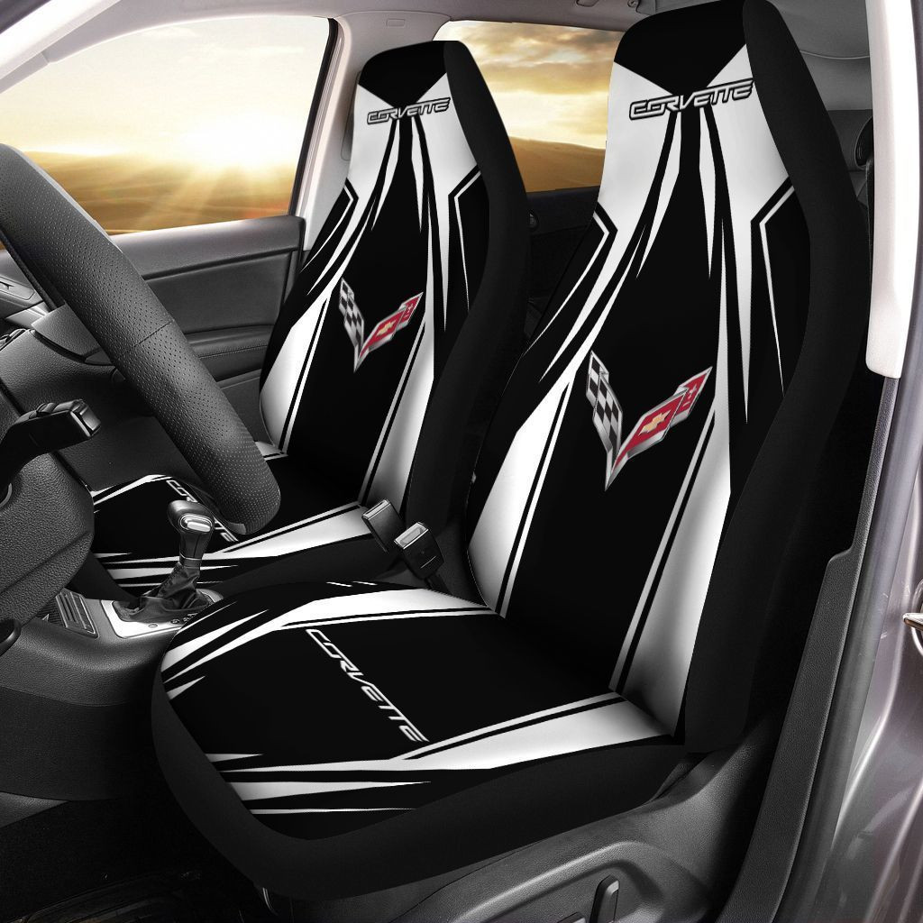 Chevrolet Corvette  Car Seat Cover (Set of 2) Ver 5 (White)