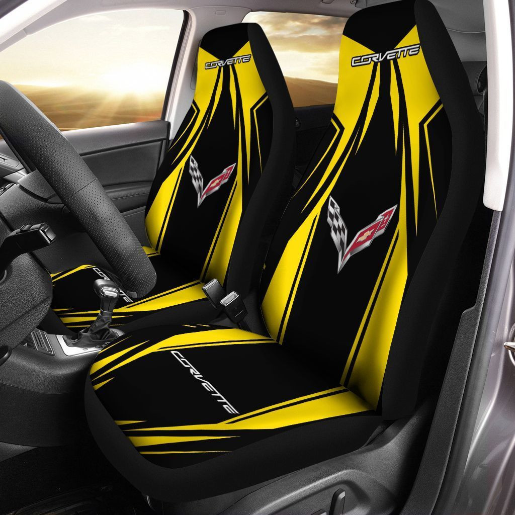 Chevrolet Corvette  Car Seat Cover (Set of 2) Ver 5 (Yellow)