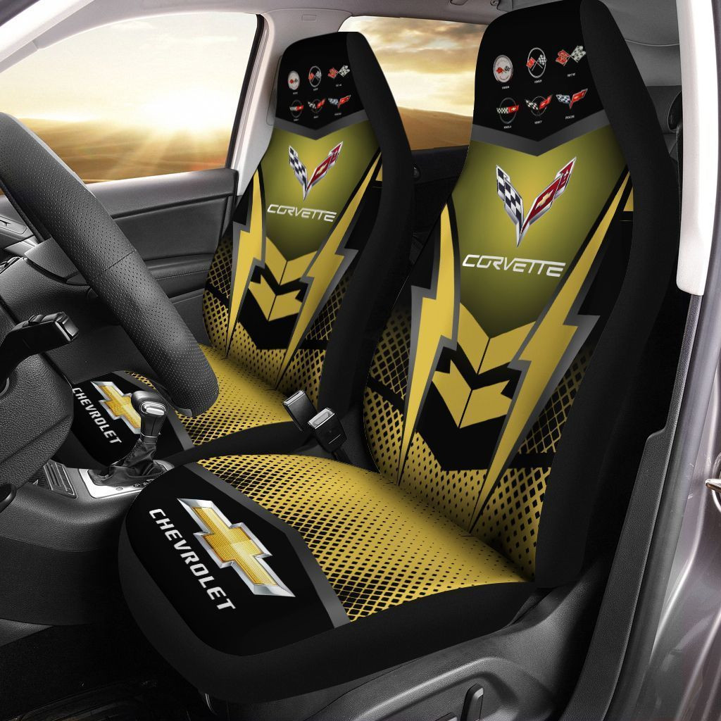 Chevrolet Corvette  Car Seat Cover (Set of 2) Ver 5 (Yellow)