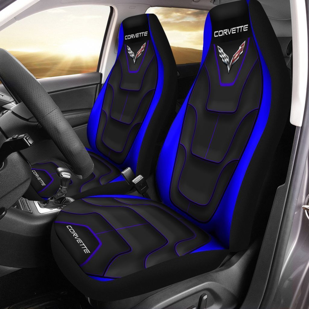 Chevrolet Corvette  Car Seat Cover (Set of 2) Ver 6 (Blue)
