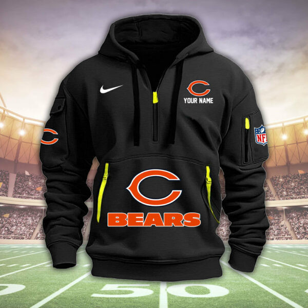 Chicago Bears New Personalized Quarter Zip Hoodie AZBTQZH000029