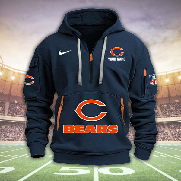 Chicago Bears New Personalized Quarter Zip Hoodie AZBTQZH000029