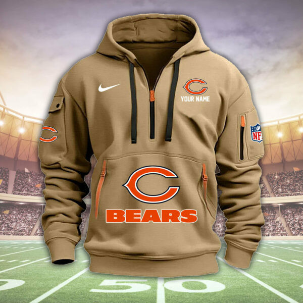 Chicago Bears New Personalized Quarter Zip Hoodie AZBTQZH000029