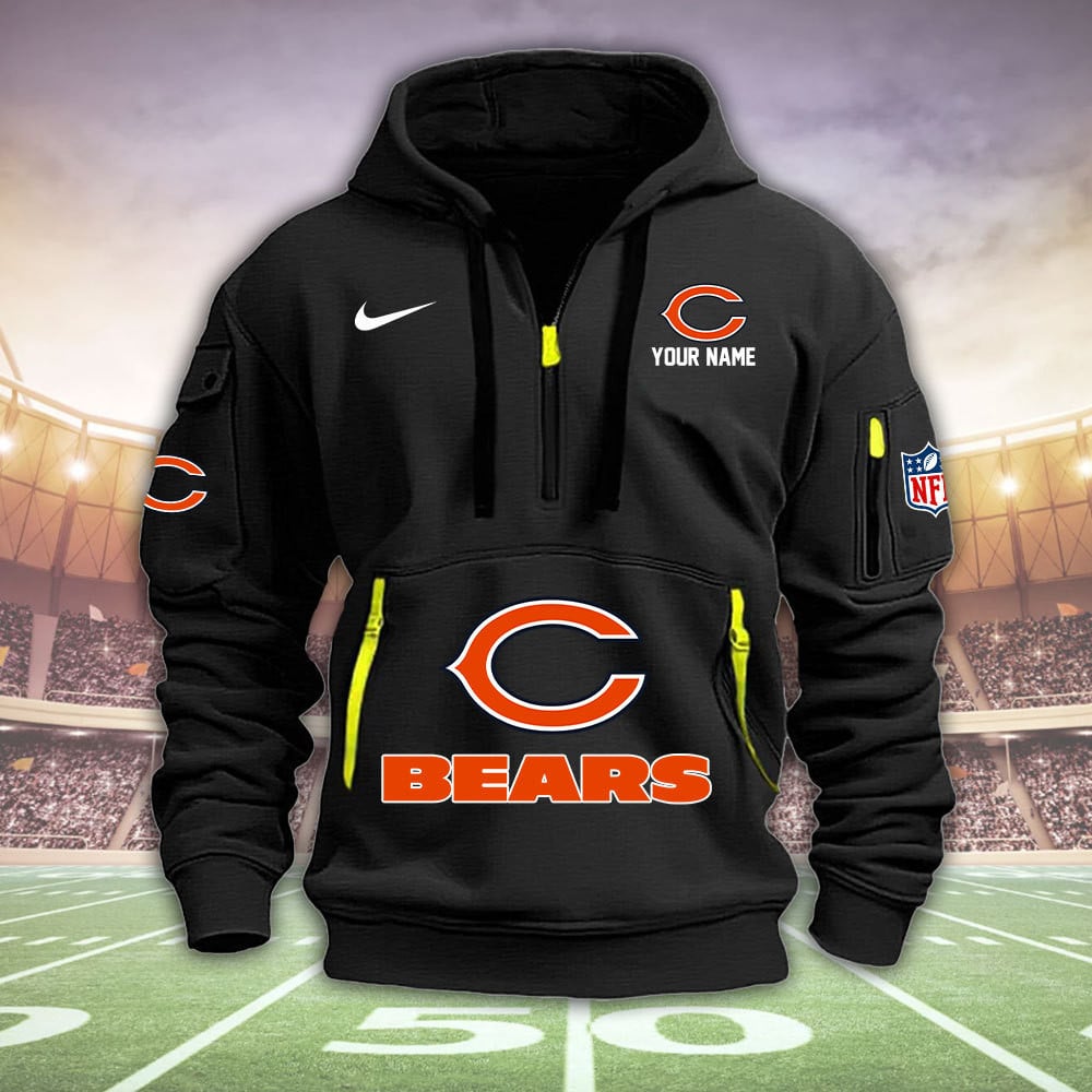 Chicago Bears New Personalized Quarter Zip Hoodie AZBTQZH000029