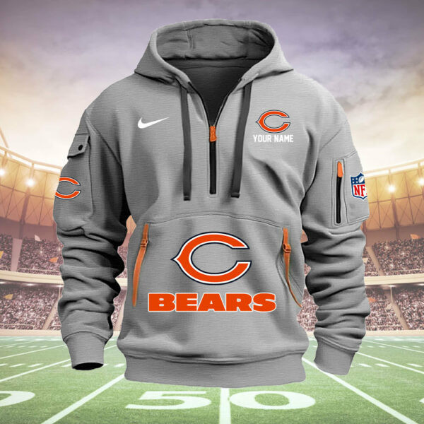 Chicago Bears New Personalized Quarter Zip Hoodie AZBTQZH000029