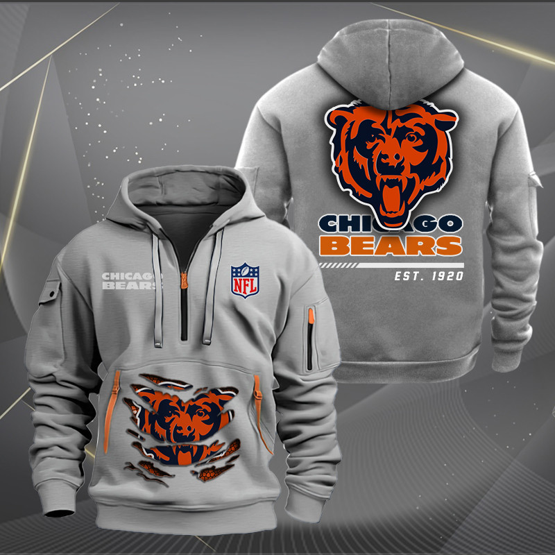 Chicago Bears New Personalized Quarter Zip Hoodie AZBTQZH000100