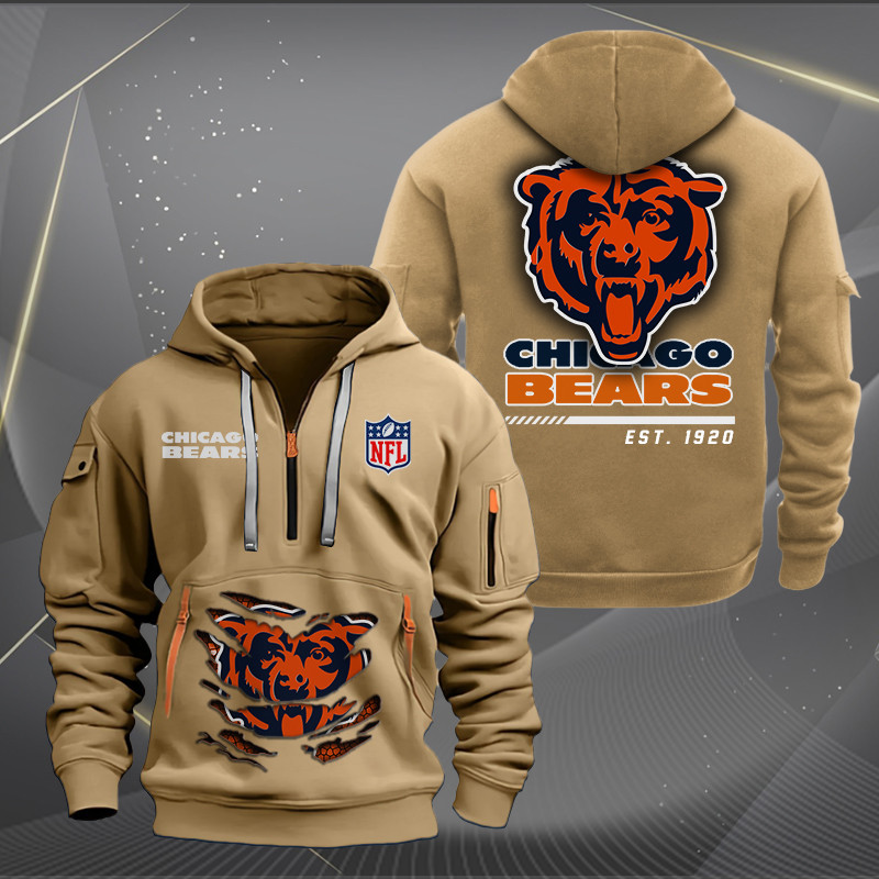 Chicago Bears New Personalized Quarter Zip Hoodie AZBTQZH000100