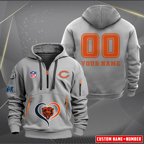 Chicago Bears New Personalized Quarter Zip Hoodie AZBTQZH000143