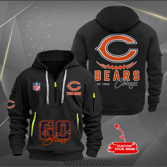 Chicago Bears New Personalized Quarter Zip Hoodie AZBTQZH000152
