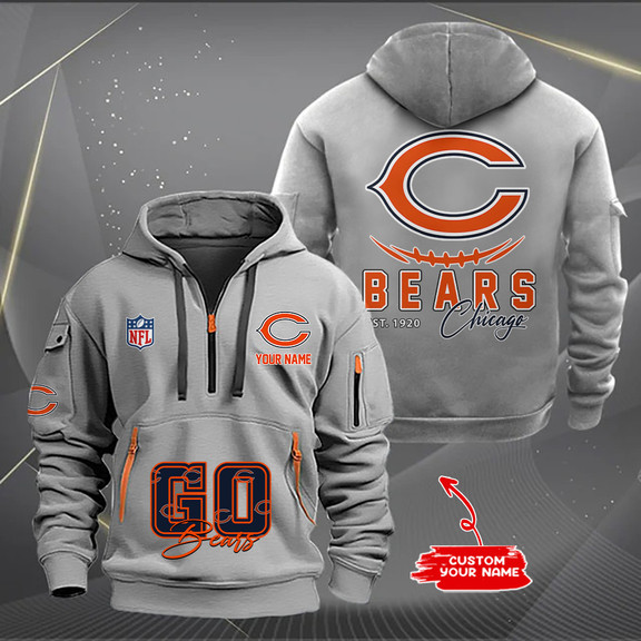 Chicago Bears New Personalized Quarter Zip Hoodie AZBTQZH000152